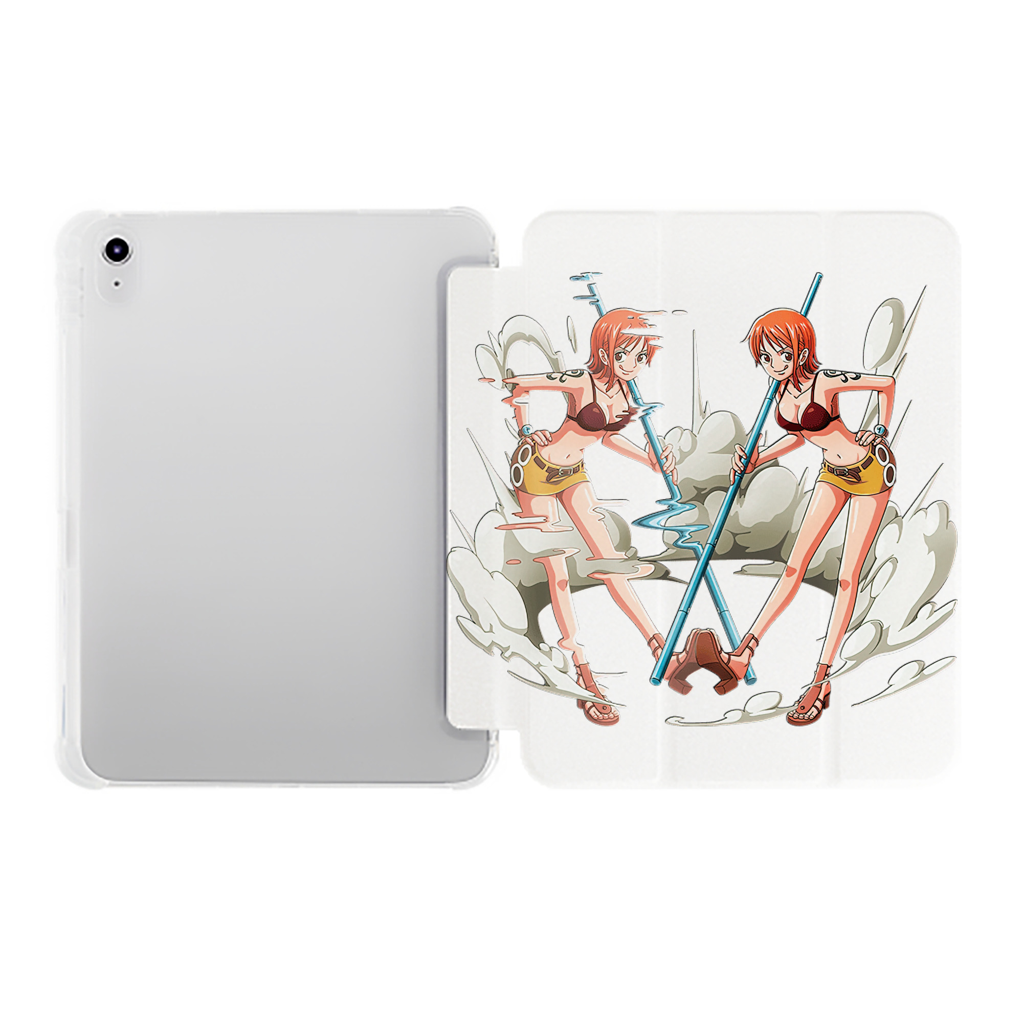 （画像用） ワンピース ナミ ONE PIECE Nami IPad ケース ペン収納付き 三つ折りスタンド PUレザー×シリコン 対応機種9.5/10.5/10.9インチ